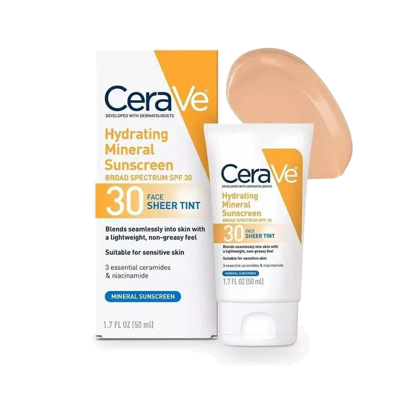 CeraVe Hydrating Mineral Sunscreen SPF 30 Face Sheer Tint, 1.7 FL.Oz.